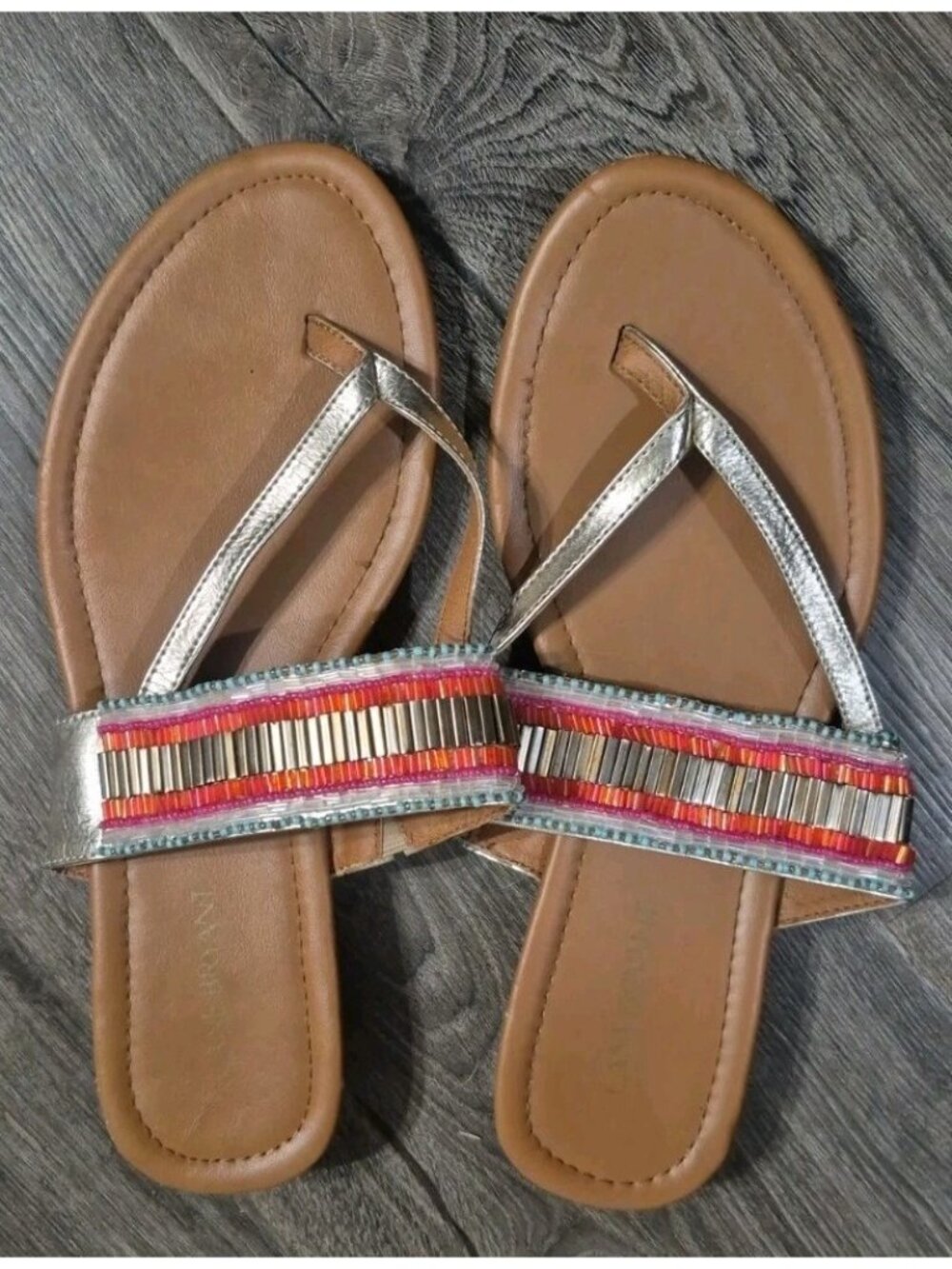 Lane Bryant Womens Wedge Heel Thong Sandal Multicolor Cushioned Sz 10 W